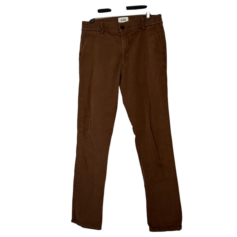 Huckberry Wills Chino Pants Brown Slim Straight Stretch Cotton Trousers- 31